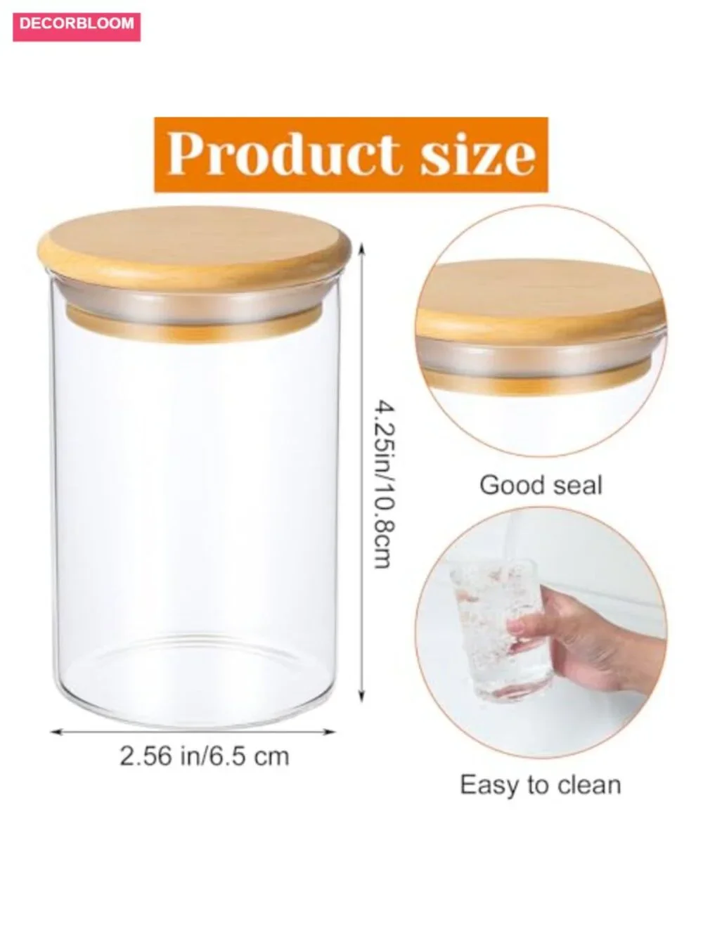 10 Pack Glass Apothecary Jars with Bamboo Lids Bathroom Canisters Vanity